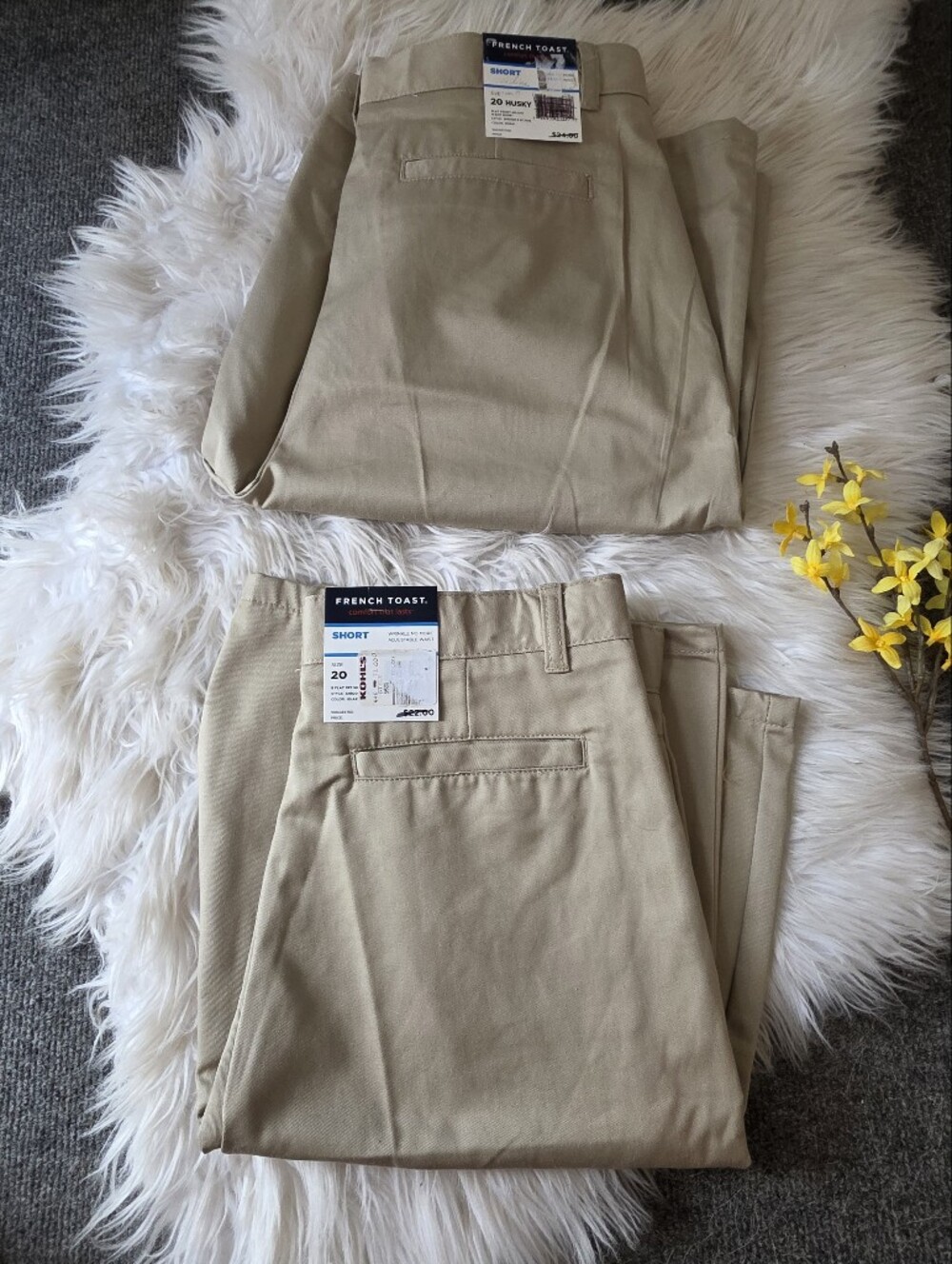 NWT (2 Pairs) French Toast Boy's Flat Front, Adjustable Shorts